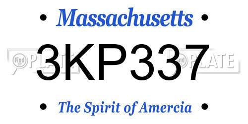 3KP337 Massachusetts License Plate