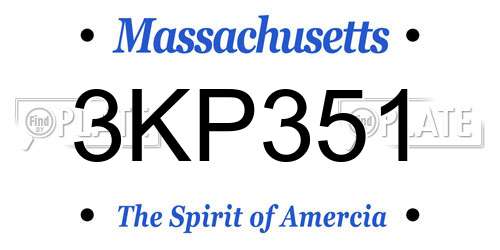 3KP351 Massachusetts License Plate