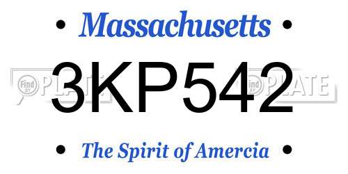 3KP542 Massachusetts License Plate