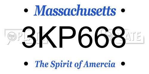 3KP668 Massachusetts License Plate