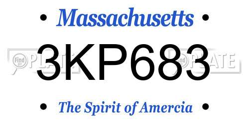 3KP683 Massachusetts License Plate