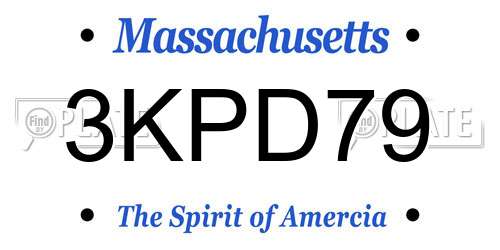 3KPD79 Massachusetts License Plate