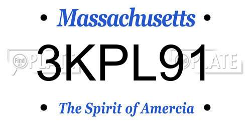3KPL91 Massachusetts License Plate