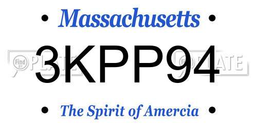 3KPP94 Massachusetts License Plate