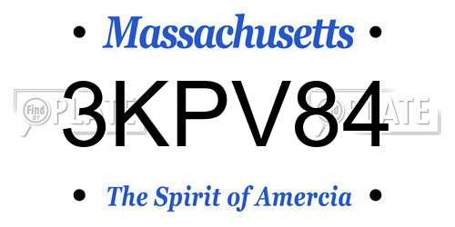 3KPV84 Massachusetts License Plate