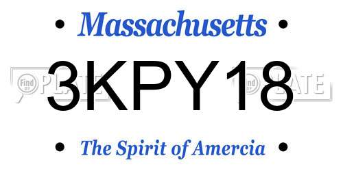 3KPY18 Massachusetts License Plate