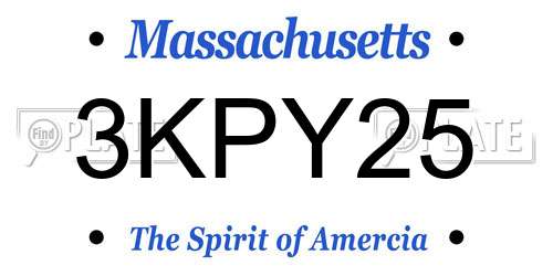 3KPY25 Massachusetts License Plate