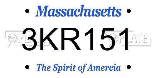 3KR151 Massachusetts License Plate