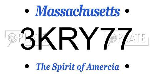 3KRY77 Massachusetts License Plate
