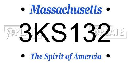 3KS132 Massachusetts License Plate