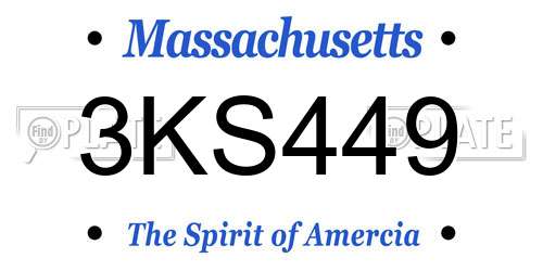 3KS449 Massachusetts License Plate
