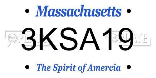 3KSA19 Massachusetts License Plate
