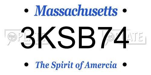 3KSB74 Massachusetts License Plate