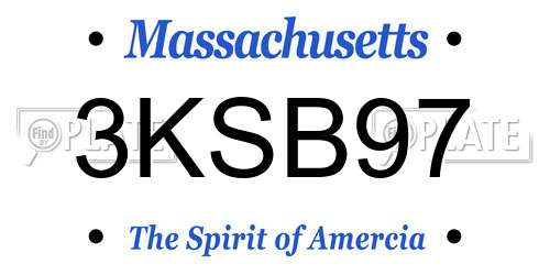 3KSB97 Massachusetts License Plate