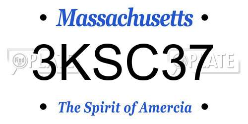 3KSC37 Massachusetts License Plate