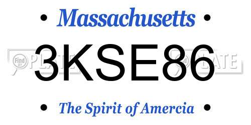 3KSE86 Massachusetts License Plate