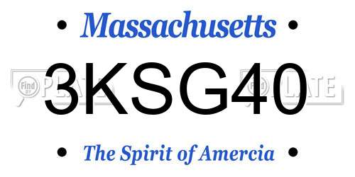 3KSG40 Massachusetts License Plate