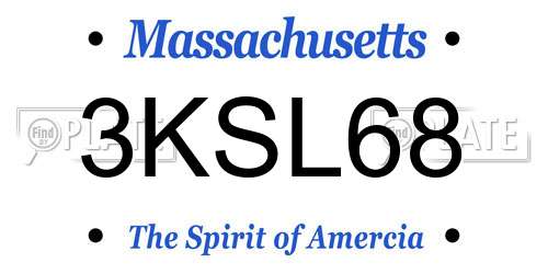 3KSL68 Massachusetts License Plate