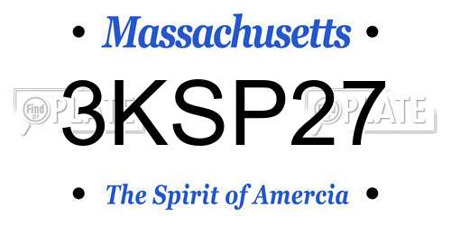 3KSP27 Massachusetts License Plate