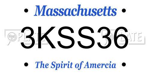 3KSS36 Massachusetts License Plate