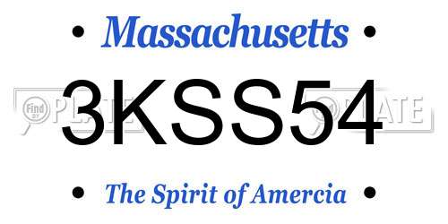 3KSS54 Massachusetts License Plate