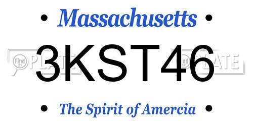 3KST46 Massachusetts License Plate