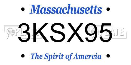 3KSX95 Massachusetts License Plate
