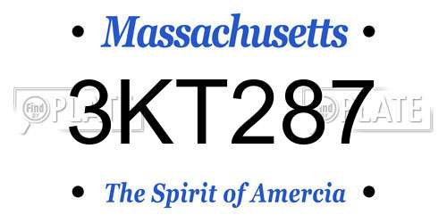 3KT287 Massachusetts License Plate