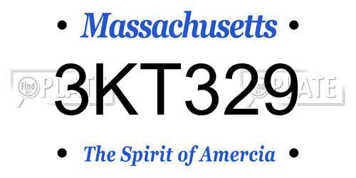 3KT329 Massachusetts License Plate