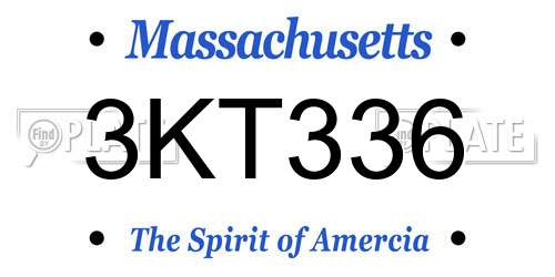 3KT336 Massachusetts License Plate