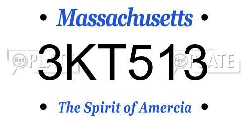 3KT513 Massachusetts License Plate