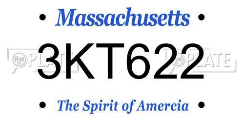 3KT622 Massachusetts License Plate