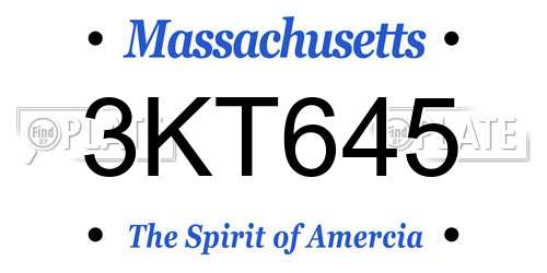 3KT645 Massachusetts License Plate