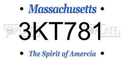 3KT781 Massachusetts License Plate
