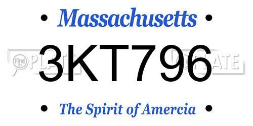 3KT796 Massachusetts License Plate