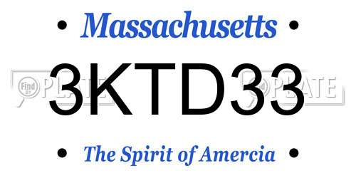 3KTD33 Massachusetts License Plate