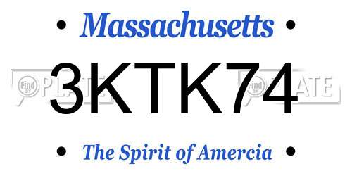 3KTK74 Massachusetts License Plate