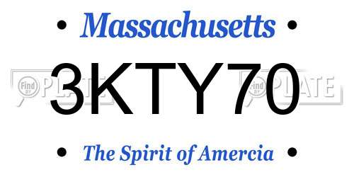3KTY70 Massachusetts License Plate