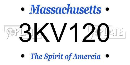 3KV120 Massachusetts License Plate