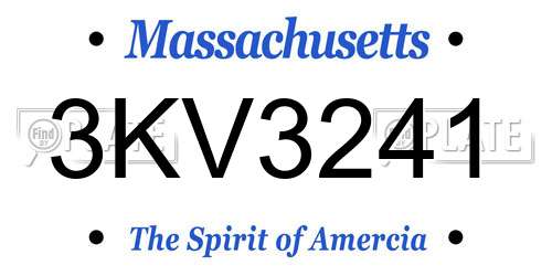 3KV3241 Massachusetts License Plate