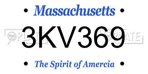 3KV369 Massachusetts License Plate