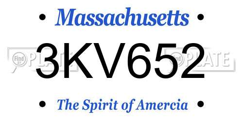 3KV652 Massachusetts License Plate