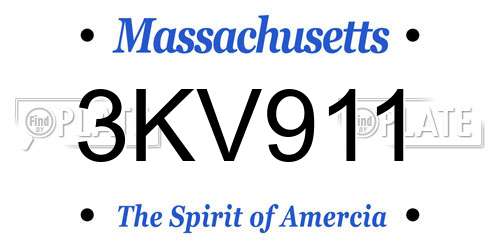 3KV911 Massachusetts License Plate