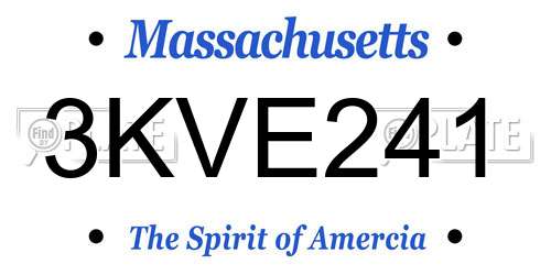 3KVE241 Massachusetts License Plate