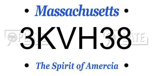 3KVH38 Massachusetts License Plate