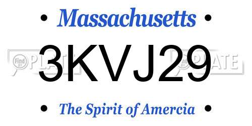 3KVJ29 Massachusetts License Plate