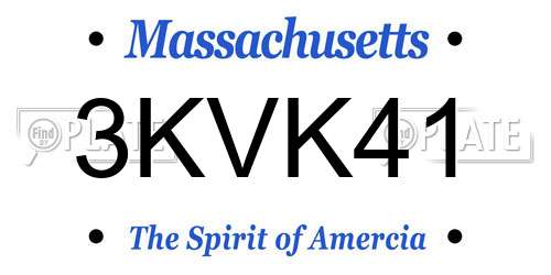 3KVK41 Massachusetts License Plate