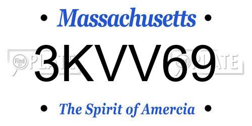 3KVV69 Massachusetts License Plate