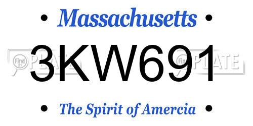3KW691 Massachusetts License Plate