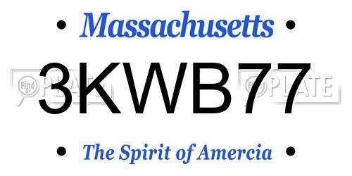 3KWB77 Massachusetts License Plate